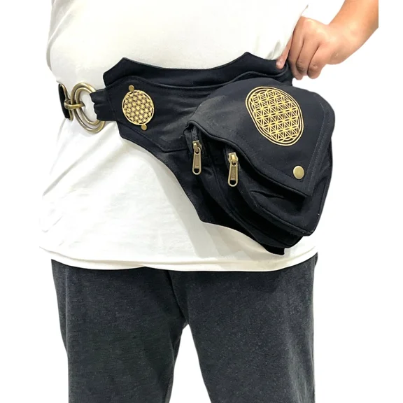 Narayani Crafts Unisex Fanny Pack Utility Waist Bag Cotton Canvas Hip Belt with Pouch Pockets