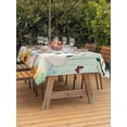 thumbnail image 4 of 60x120 Inch Outdoor Tablecloth with Umbrella Hole Zipper Rectangle Easter Rectangular Tablecloths Outside Waterproof Spring Watercolor Bunny Eggs Tulip Wooden Grain Teal Patio Table Cover for Picnic, 4 of 8