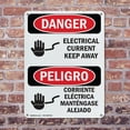 thumbnail image 4 of (2 Pack) Electrical Current Keep Away Bilingual OSHA Danger Sign 7 Inch X 10 Inch Plastic Sign, Weather Resistant, UV Protected for Workplace, Business, and Construction Site, Made in, 4 of 8