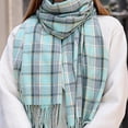 thumbnail image 3 of Bufanda para mujer, bufanda de invierno a cuadros, cálida y acogedora, chal de gran tamaño, bufandas de invierno para mujer, bufanda de invierno con tacto de cachemira, 3 of 5