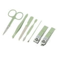 thumbnail image 3 of Unique Bargains 1 Set Manicure Nail Clippers Stainless Steel Manicure Kit 7 in 1 Manicure Pedicure Care Tools Green, 3 of 7