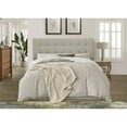 thumbnail image 3 of King Button-Tufted Headboard in Light Grey Beige Taupe Upholstered Fabric, 3 of 3