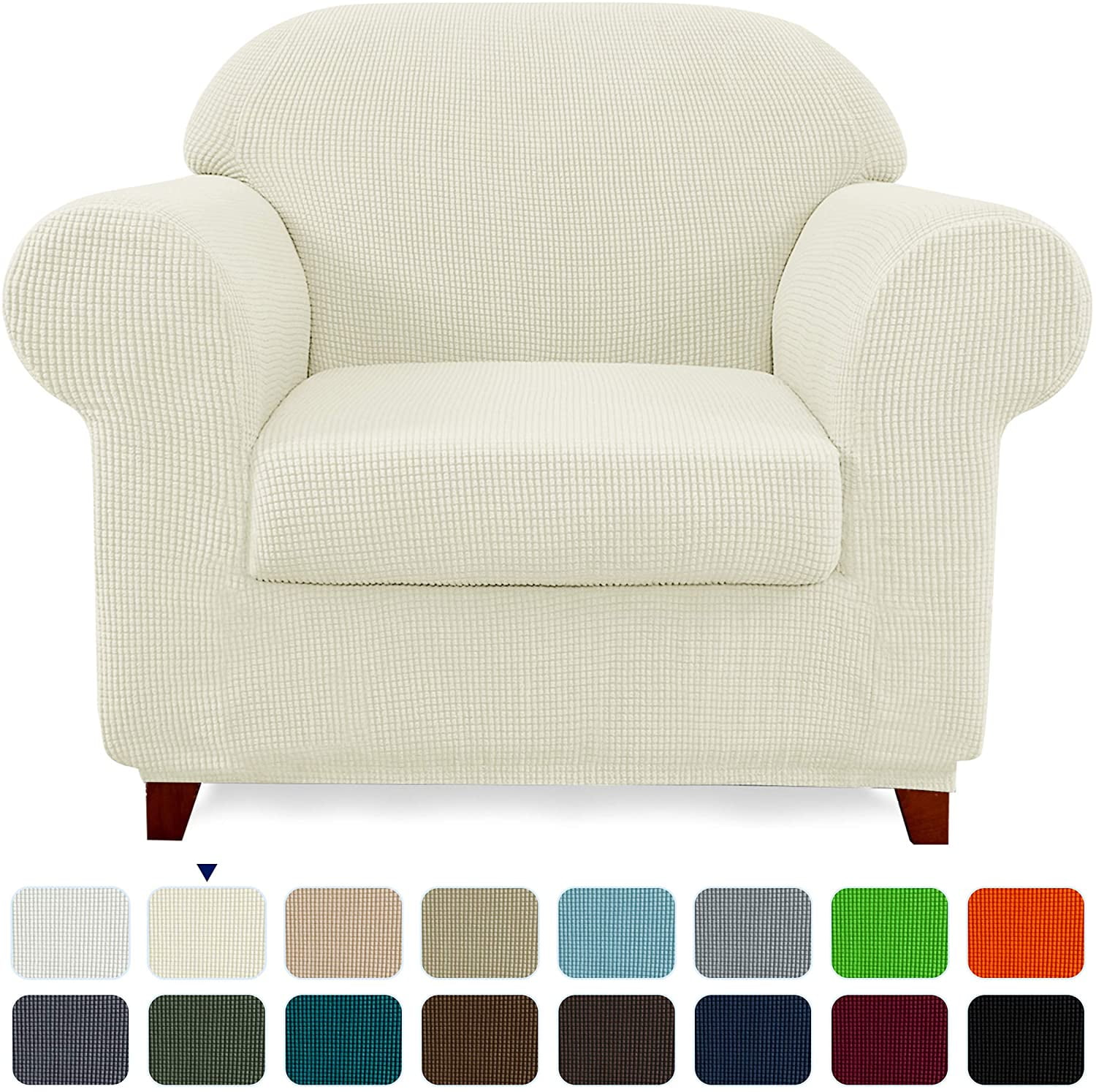 Spandex Tub Chair Covers,Anti-Slip Club Chair Slipcover Elastic Bottom Furniture Protector Decoration Machine Washable Sofa Cover-coffee