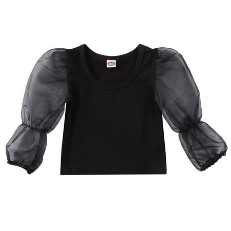 

Binpure Baby Girls Tops T-Shirt Long Puff Sleeve Crop Tank Top Solid Color Tee Summer Vest Clothes