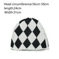 thumbnail image 2 of Wool Knit Cuff Short Fisherman Beanie for Men Women, Winter Warm Hats Geometric Diamond Plaid Woolen Bowler Hat-Black, 2 of 5