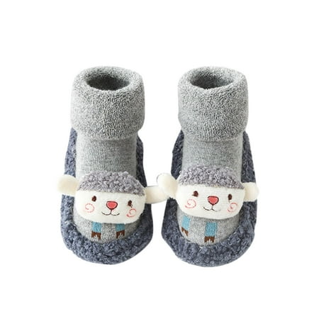 

kpoplk Baby Girls Shoes Cute Children Toddler Shoes Autumn And Winter Boys And Girls Floor Sports Shoes Flat Baby Sock Shoes(Grey)