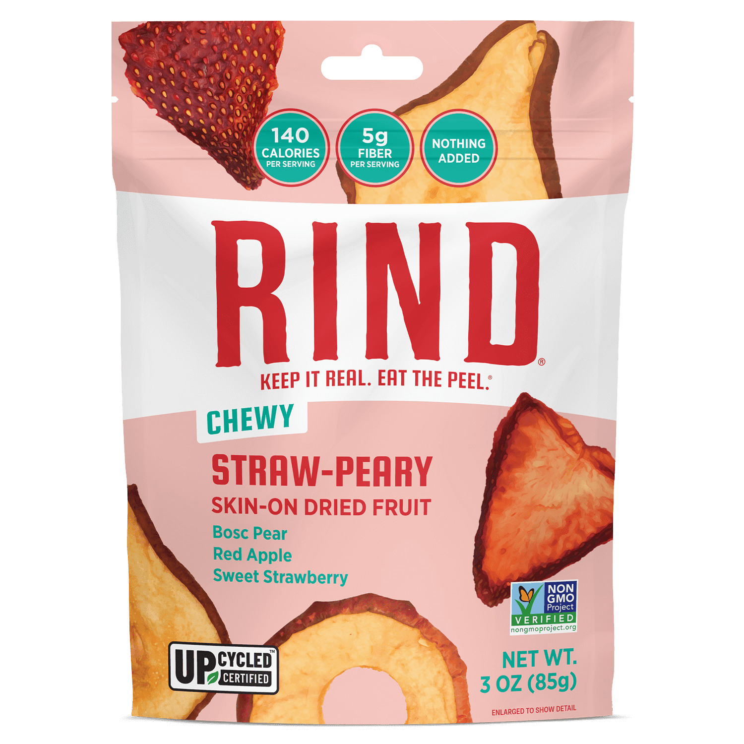 Rind Snacks Skin-On Dried Fruit Straw-Peary - 3 oz Pack of 4