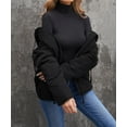 thumbnail image 3 of Women's Black Zipper Hooded Coat with Pocket, 3 of 14