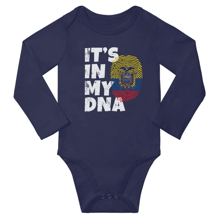 

It s In My Ecuadorian DNA Baby Long Sleeve Bodysuits Unisex Gifts (Navy 18 Months)