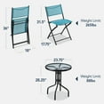thumbnail image 3 of Best Choice Products 3-Piece Patio Bistro Dining Furniture Set w/ Glass Tabletop, Folding Chairs - Peacock, 3 of 10