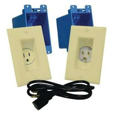 MIDLITE Single Gang Dcor In-Wall Power Solution Kit A46-I - Flush mount outlet - ivory