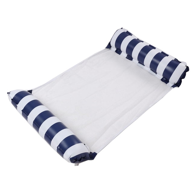 Hamaca flotante para piscina, hamaca de agua, juguete acuático, sillón inflable para piscina, fiesta en la piscina, deportes acuáticos, playa Rayas azul oscuro