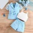 thumbnail image 2 of AherBiu Toddler Girls Clothes Summer Outfits Wedding Guest Dressy Sets 3 Piece Jacket Tank Top with Shorts Set, 2 of 7