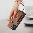thumbnail image 2 of Back Case Compatible with iPhone 15 Plus, Adjustable Ring Holder PU Leather Card Slots Wrist Strap Support Magnetic Car Mount RFID Blocking Phone Case Cover for iPhone 15 Plus, Brown, 2 of 12