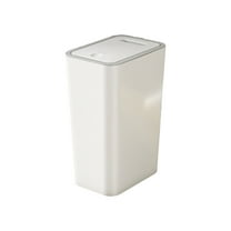 Btomtd Push Type Household Trash Can with Lid Deodorant Garbage Can for Living Room Kitchen Wastebasket for Home Use, White