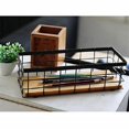 thumbnail image 2 of Small Metal Wire Storage Basket in Farmhouse Storage Organizer with Wooden Bottom for Kitchen., 2 of 5