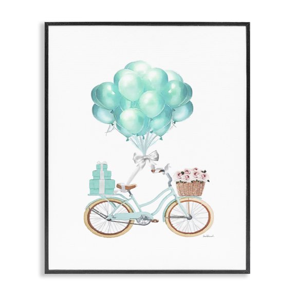 Stupell Industries Shabby Chic Blue Balloon Bike Black Framed Giclee Art, 11 x 14, by Amanda Greenwood