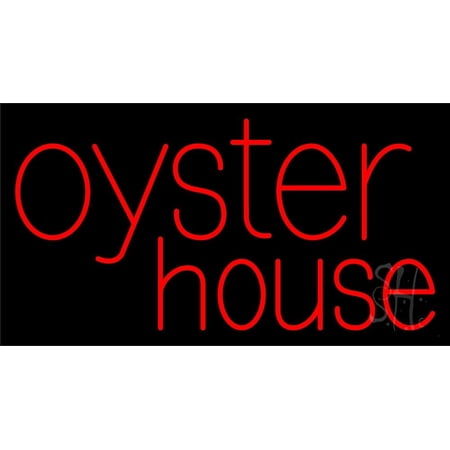 Oyster House 1 LED Neon Sign 20" Tall x 37" Wide - inches Black Square Cut Acrylic Backing, with Dimmer - Premium built indoor Sign for Club, Home décor, Event, Workshop, Storefront.