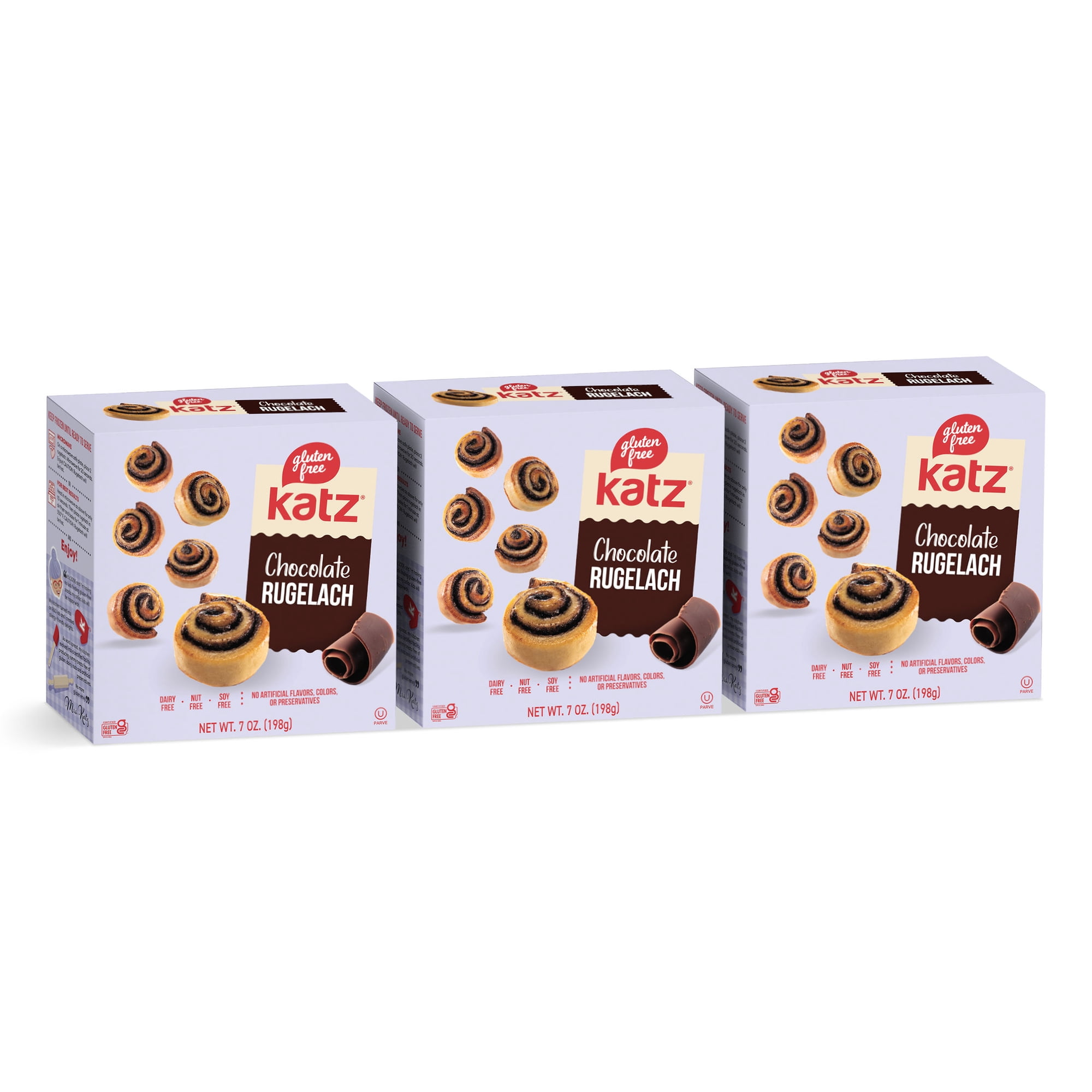 Katz Gluten-Free Chocolate Rugelach |Gluten-Free Dairy Free Nut Free Soy Free Kosher | (3 Pack 7.0 Ounce Each)