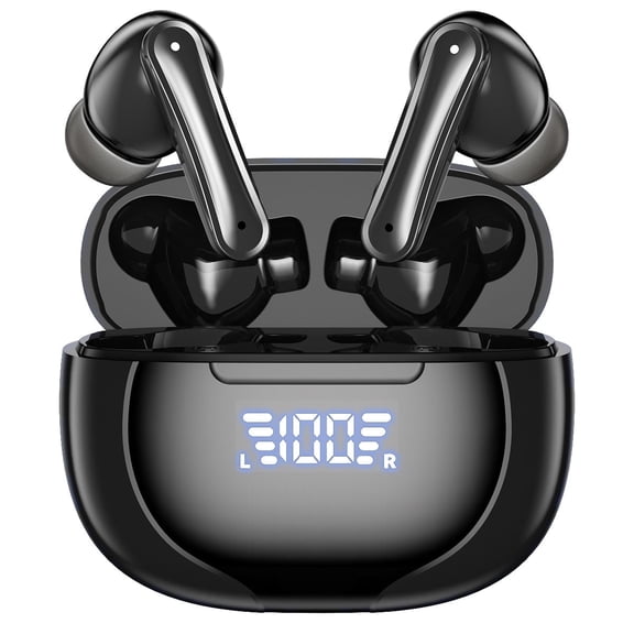 Cshidworld Bluetooth Headphones IPX7 Waterproof True Wireless Earbuds, 140H Battery Life, Deep Bass Sound, LED Power Display, CVC Noise Cancelling Mic for Workout/Running