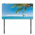 thumbnail image 3 of Nautical Headboard, Large Cruise Ship Heads to Tropical Sandy Beach Exotic Panorama Coastal Theme, Upholstered Decorative Metal Bed Headboard with Memory Foam, Twin Size, Turquoise Green, by Ambesonne, 3 of 4