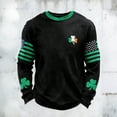 thumbnail image 1 of Ceisia Men's Relaxed Fit Long Sleeve St. Patrick's Day Irish-American Shamrock Waffle Knit Sweatshirt Black S Gifts, 1 of 3