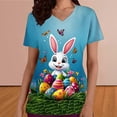 thumbnail image 4 of Ounisa Womens Short Sleeve Tees V Neck Easter Bunny Printed Retro Pattern Pocket Loose Fit Cotton 2026 Spring Summer Daily Casual Fashion Comfortable Tops S-2XL, 4 of 6
