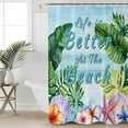 thumbnail image 4 of Shower Curtain Ocean Beach Shells Starfish Waterproof Shower Curtain Set with Hooks for Bathroom Showers,Stalls and Bathtubs,54x78InFlower Monstera Tropical Plant, 4 of 9