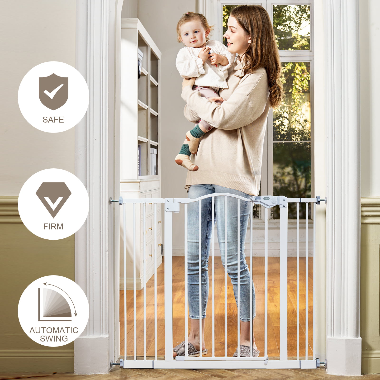 Child Puppy Gate No Drill Bedrooms Auto Close Pet Gate 29 to 39.6 Width with 30 Height Extra Tall Safety Coverage for Stairs InnoTruth Wide Baby Gate for Dogs Hallways 
