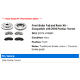 thumbnail image 2 of Front Brake Pad and Rotor Kit - Compatible with 2006 Pontiac Torrent, 2 of 2