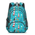 thumbnail image 2 of French Bulldog and Nautical Blue Pattern Backpack for School, Cute School Bag with Adjustable Shoulder Straps and Padded Back, 16.9"x12.6"x5.9", 2 of 5