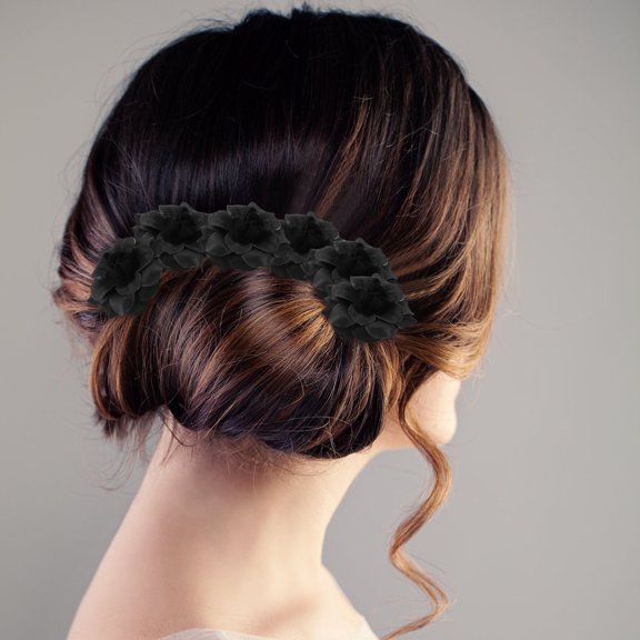 ETEREAUTY 50 Pieces Realistic Black Artificial Rose Flower for Decorating Clothes, Headbands, Hats and Craft Projects