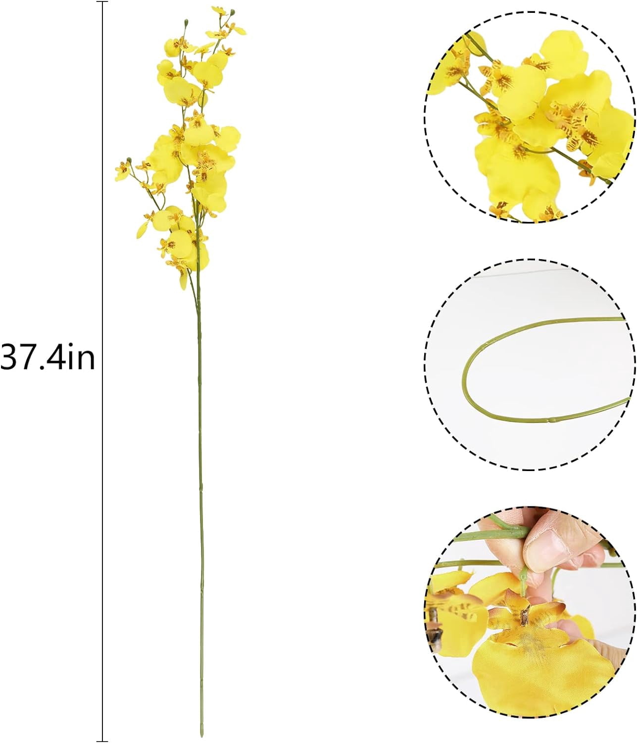 Artificial Orchids Silk Flowers,10 PCS (Each 37'') White Orchids Artificial Flowers Fake Orchid Long Stem Artificial Flowers Fake Silk Flowers for Indoor Outdoor Wedding Home Office Decoration(White)