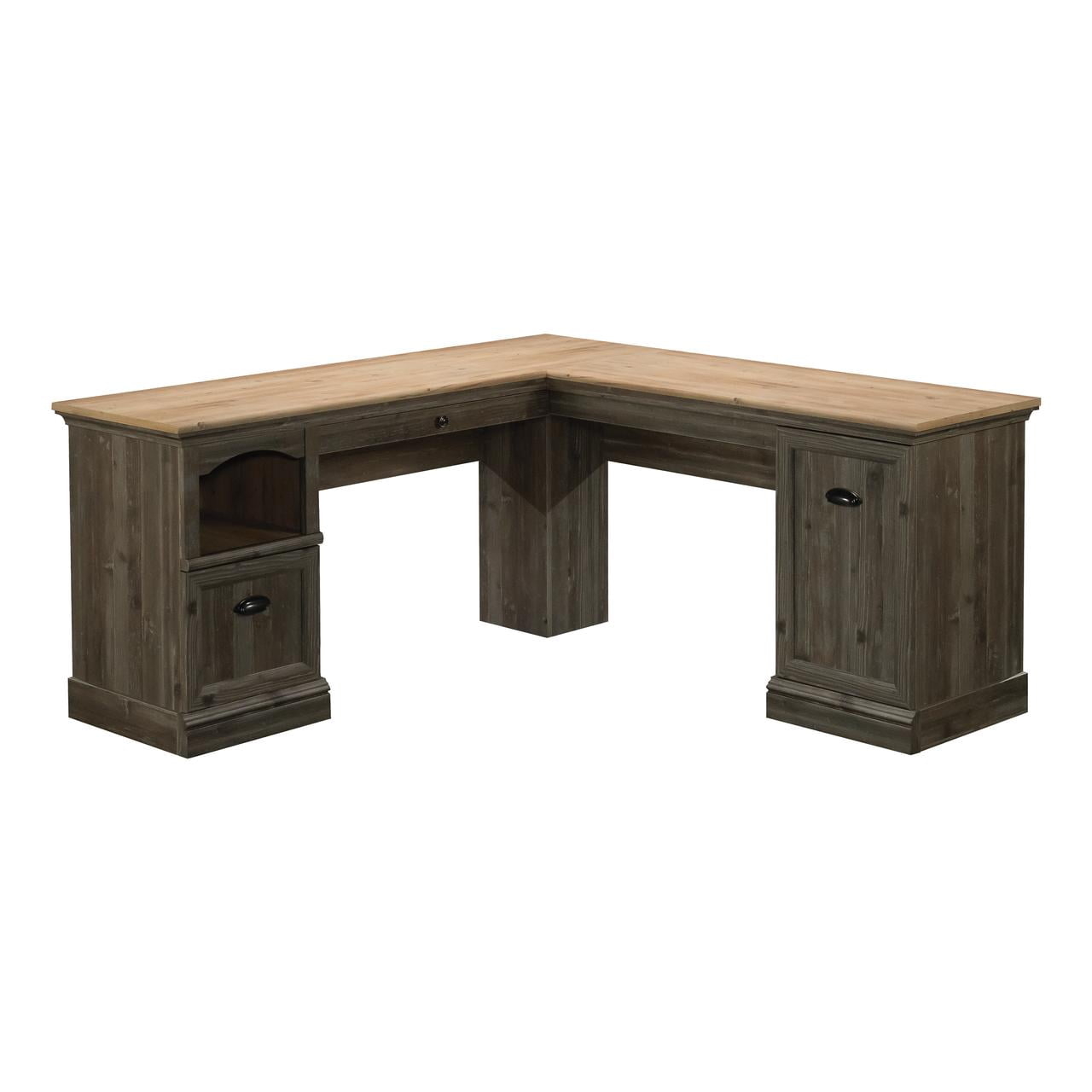 Sauder Sonnet Springs L-Shaped Desk, Pebble Pine Finish
