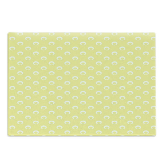 Yellow Polka Dot Cutting Board, Energetic Pattern of Round Motifs Simple and Design, Decorative Tempered Glass Cutting and Serving Board, in 3 Sizes, by Ambesonne