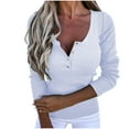 thumbnail image 1 of Timegard Plus Size Tops for Women Ribbed Notched V Neck Long Sleeve Blouse Fall Casual Oing out Tops, 1 of 6