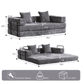 thumbnail image 2 of Resenkos Convertible Floor Sofa Bed with Pillow Armrests, for Living Room, Chenille - Dark Grey, 2 of 7