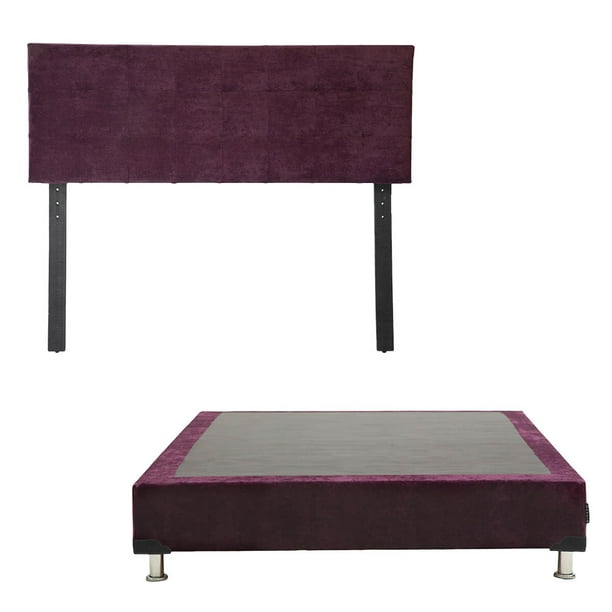 Box Base Cama Matrimonial + Cabecera Catania Morado
