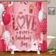 thumbnail image 3 of Juego de 4 cortinas de ducha para San Valentín 2022 con alfombrillas antideslizantes, alfombrilla de baño, tapa de inodoro y 12 ganchos., 3 of 5