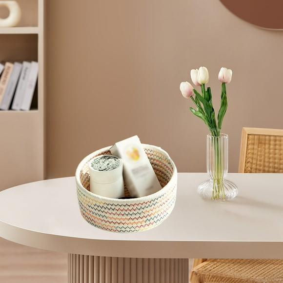 Ganfancp Round Woven Storage Baskets, Soft Cotton Rope Woven Blanket Baskets Storage Basket Portable Basket Organizer Decorative Baskets For Storage Living Room For Indoor/Outdoor