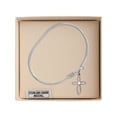 thumbnail image 3 of 6 1/4 inch Oval Eye Hook Bangle Bracelet w/ Loop Cross medal charm w/ April Crystal Swarovski Crystal, 3 of 3