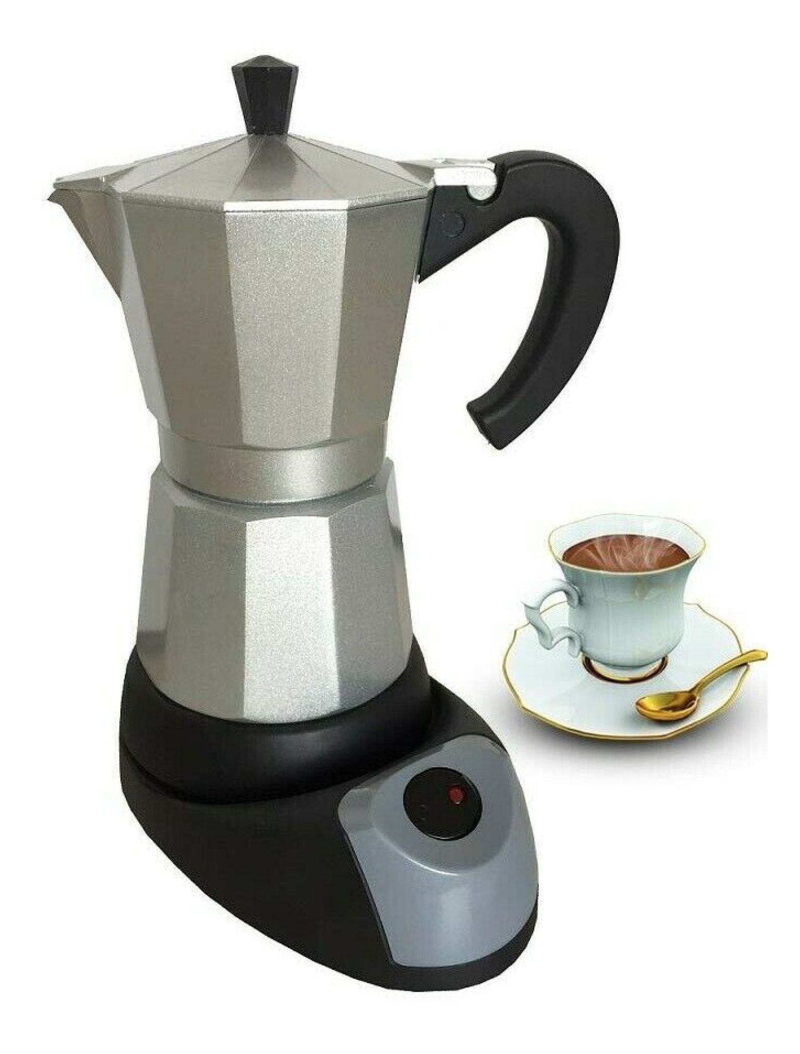 6 Cups Electric Aluminum Espresso Coffee Maker, 480 W,Silver