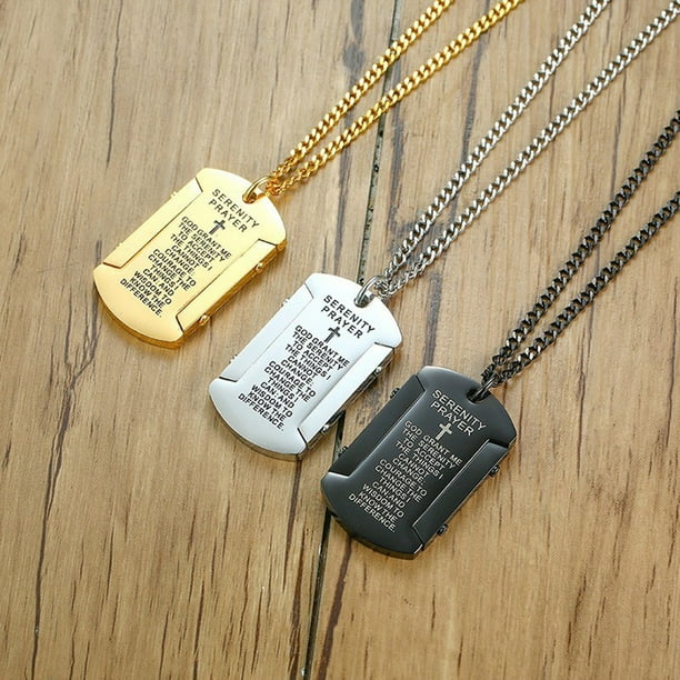 The Serenity Prayer Dog Tag Necklaces for Men Women Stainless Steel