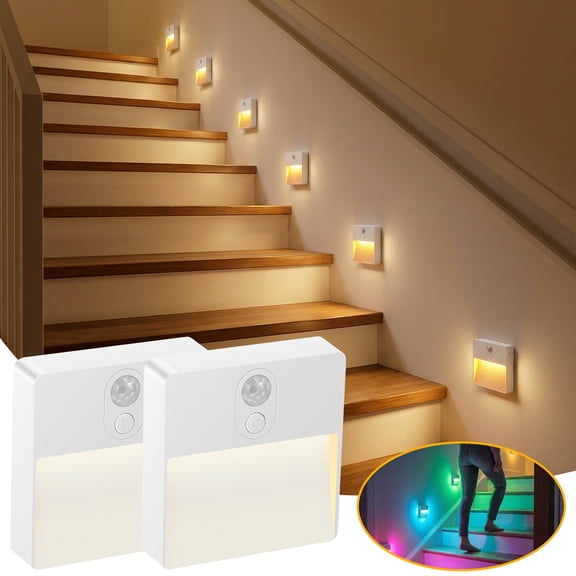 Xdziklosj 2Pcs Motion Sensor Night Light Rechargeable Magnetic LED Night Lamp with 3 Light Mode Dimmable Usb C Bedside Lamp for Bedroom Hallway Stair