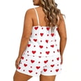 thumbnail image 3 of FchengtaiS Women's Plus Size Pajama Set Heart Print Loungewear Cami Top and Shorts Sleepwear Lounge Summer Pjs, 3 of 7