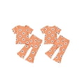 thumbnail image 2 of Douhoow Toddler Girl Clothes 12M 18M 2T 3T 4T Kids Summer Ruffle Short Sleeve Floral T-Shirt Bell Botttoms Flared Pants, 2 of 9