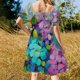 thumbnail image 3 of Hortensias azules y lavanda en un jarrón de cristal Vestido de manga corta Vestido de verano de moda para mujer vestidos largos coreanos para mujer, 3 of 6