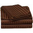 thumbnail image 1 of Ensemble de Draps en Coton Égyptien 650 Fils Rayé Grand-Chocolat, 1 of 1