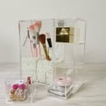 thumbnail image 4 of Organizador de pinceles de maquillaje acrílicos con 3 cajones, 4 of 5