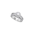 thumbnail image 1 of FB Jewels 14kt White Gold Womens Round Diamond Halo Bridal Wedding Engagement Ring Band Set 1-1/2 Cttw, 1 of 1